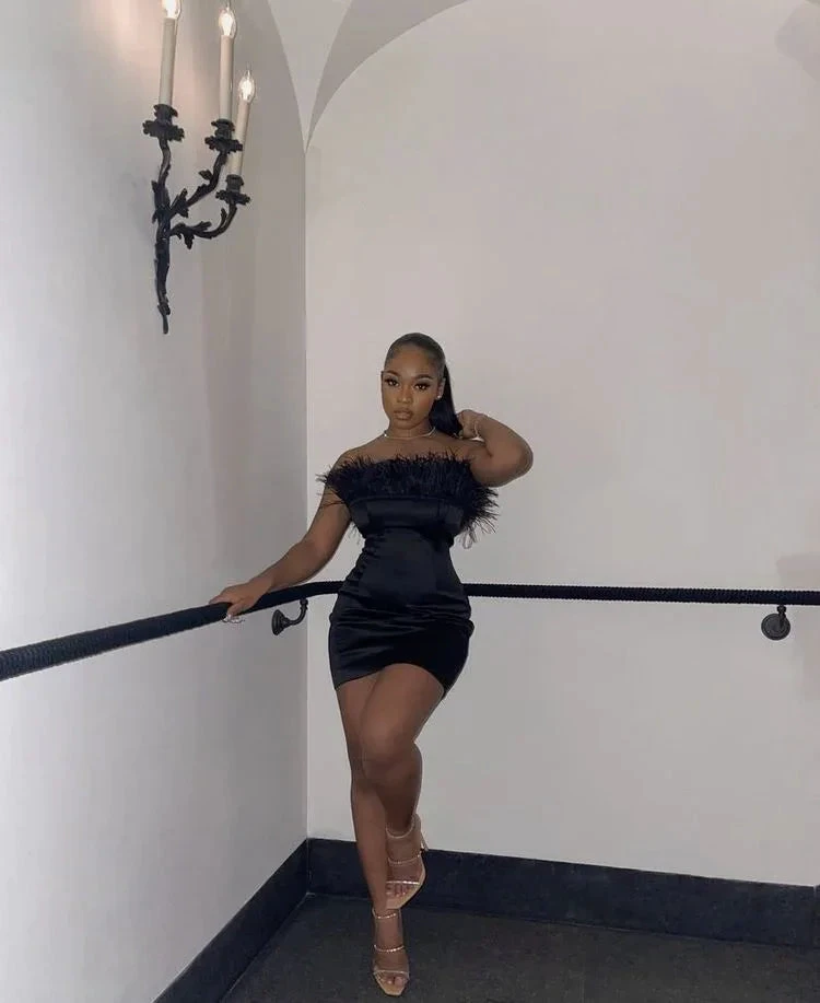 Strapless Black Homecoming Dress Sexy Black Party Dress (ZD12731) - VelvetHem