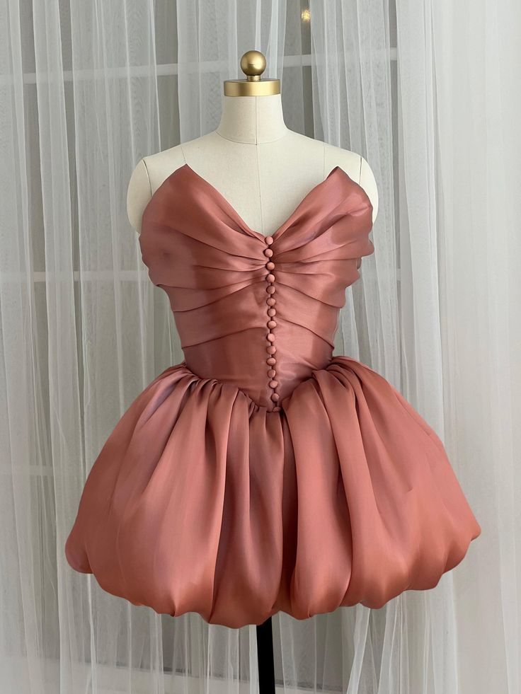 Sweet Blush Pink V Neck Organza A Line Short 16th Birthday Outfits Homecoming Dress - VelvetHem