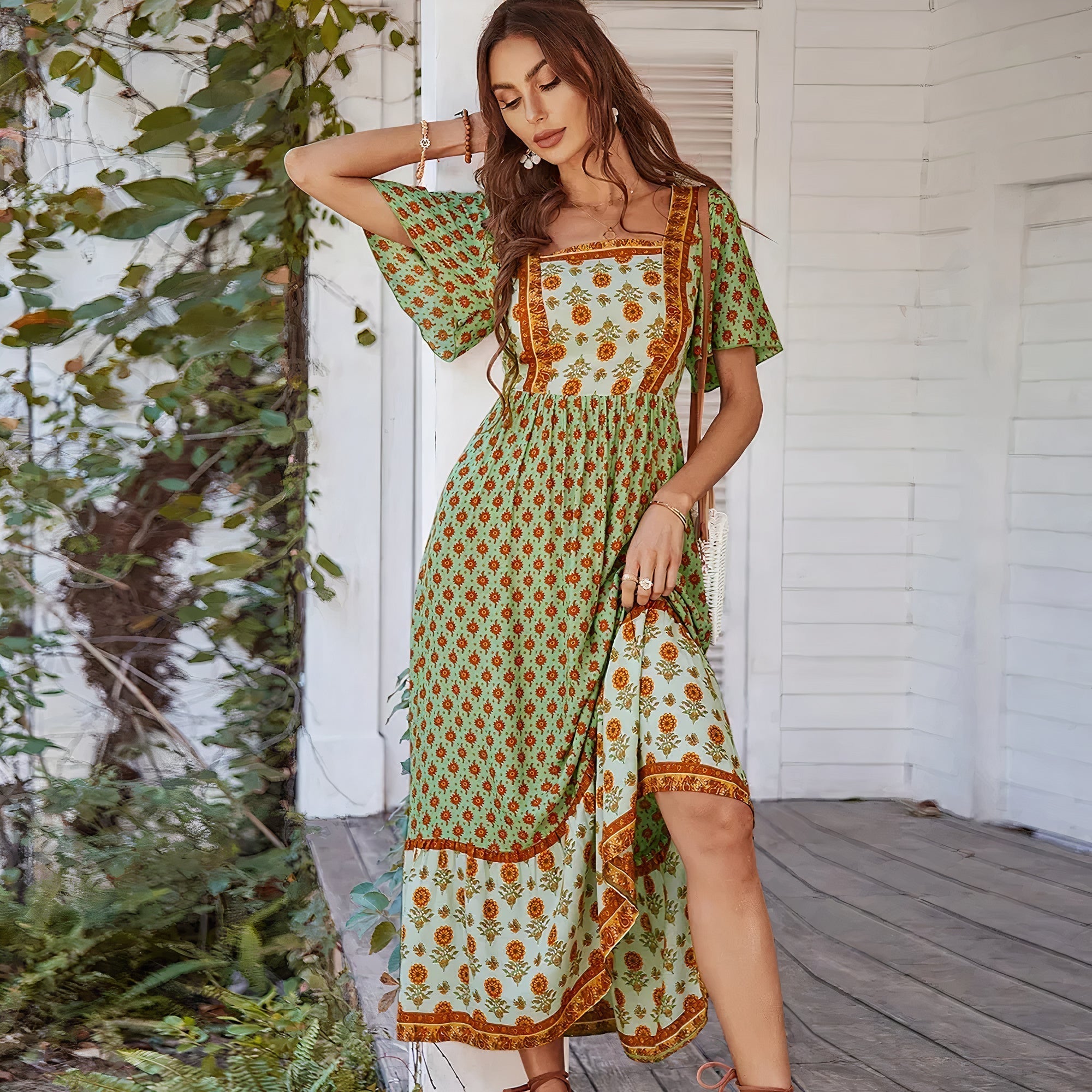 Angelines Exclusive Vintage Floral Dress Designer Edit