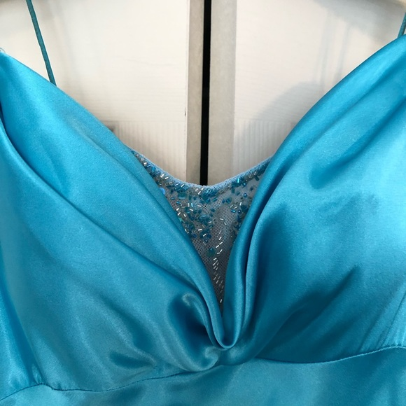 Simple Blue Spaghetti Straps Satin Mermaid Evening Dress Formal Prom Dress Y8404