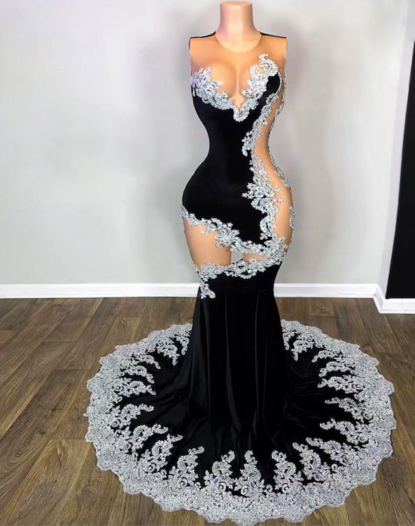 Black Prom Dresses Sexy Formal Dresses Lace Applique Evening Dresses Formal Occasion Dresses Y5988 - VelvetHem