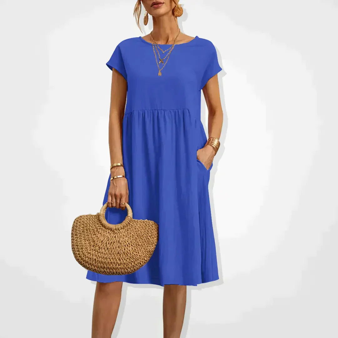 Hestia Comfortable Flowy Midi Dress for Women Soft Comfortable Fit