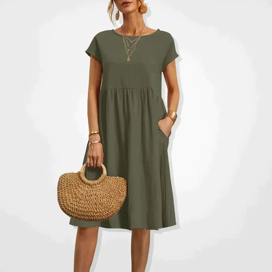 Hestia Comfortable Flowy Midi Dress for Women Soft Comfortable Fit
