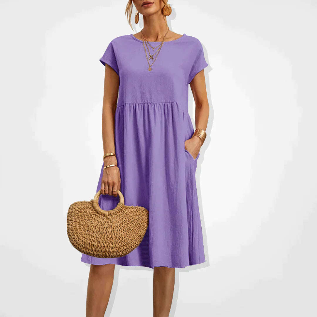 Hestia Comfortable Flowy Midi Dress for Women Soft Comfortable Fit