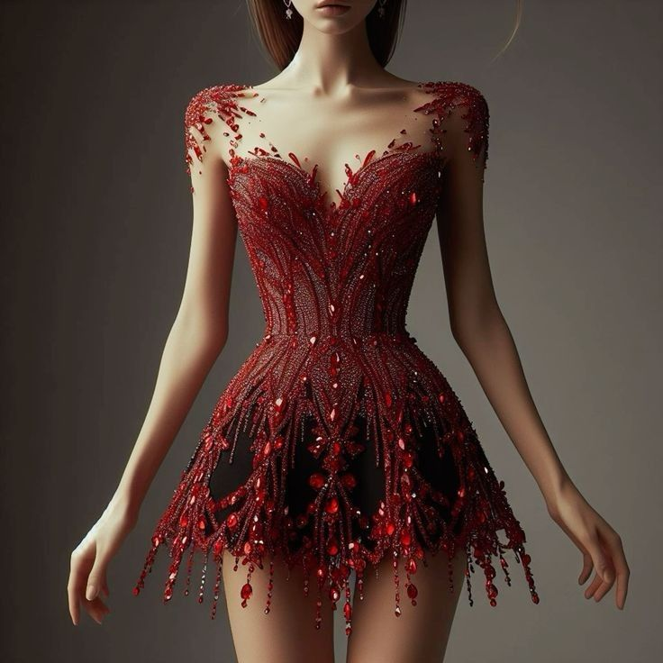 Gorgeous Red Sequin Beaded Short Cocktail Dress Homecoming Dress - VelvetHem