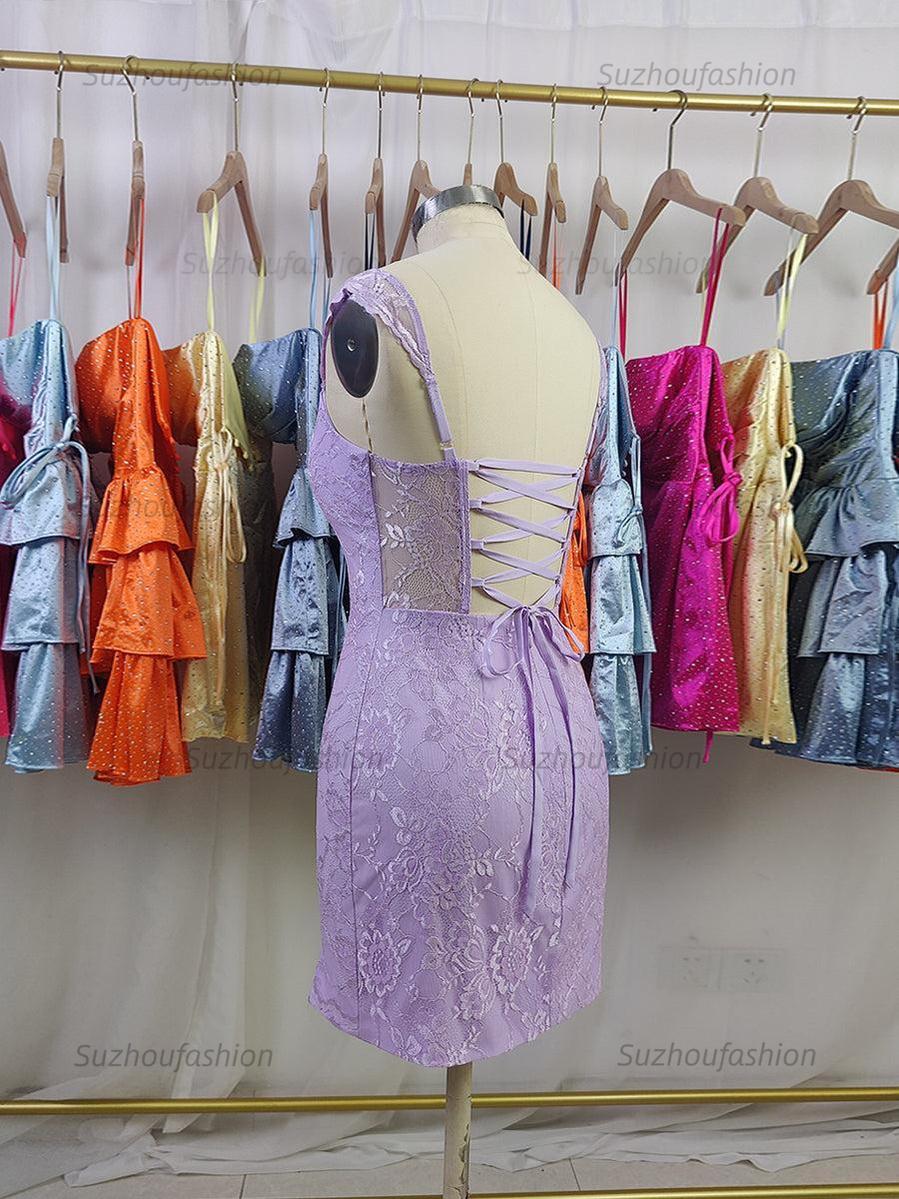 Suzhoufashion Lace Bodycon Homecoming Dress with Side Slit