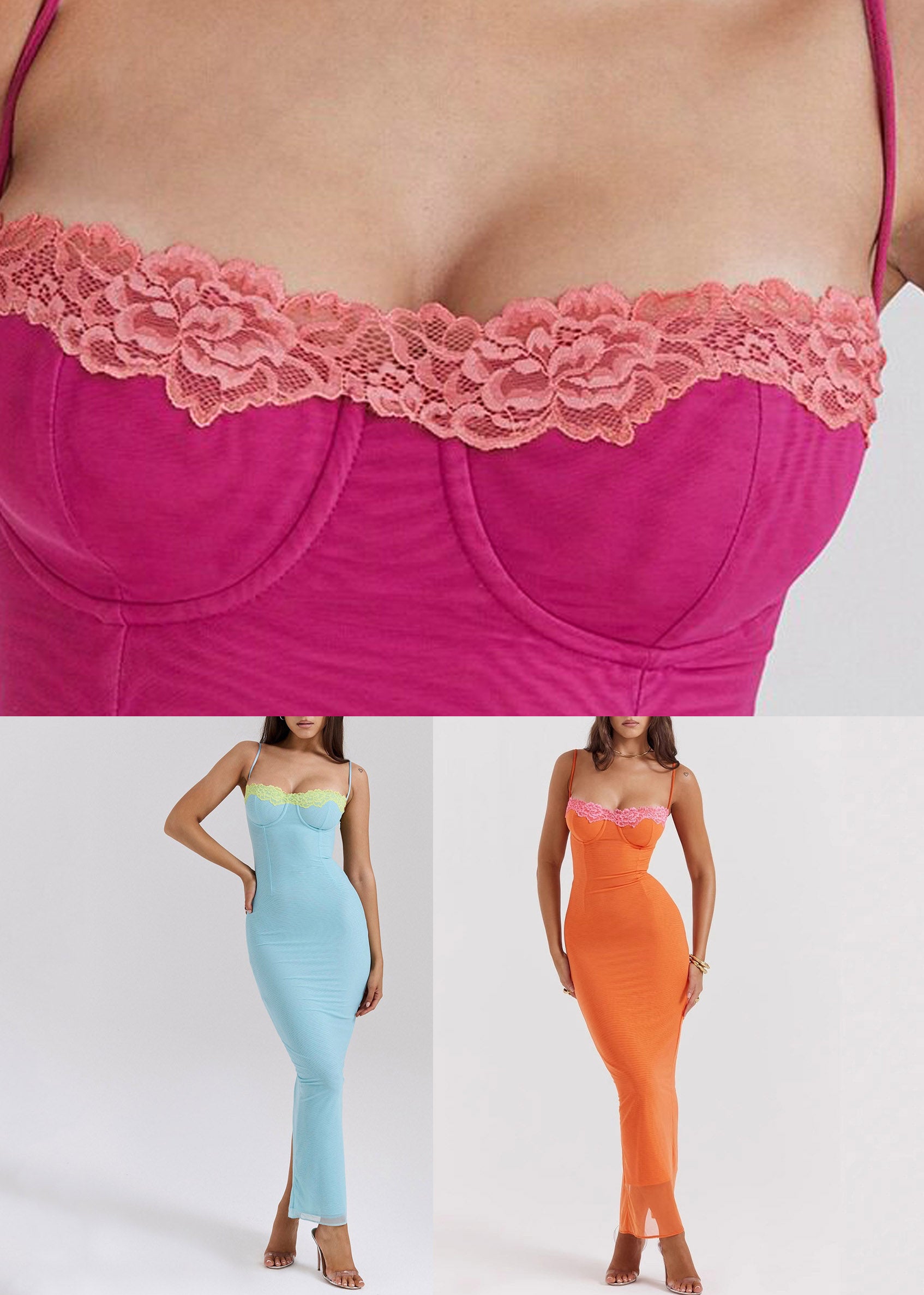 Lake Blue Tie Waist Solid Tulle Long Spaghetti Strap Dress Dresses Summer