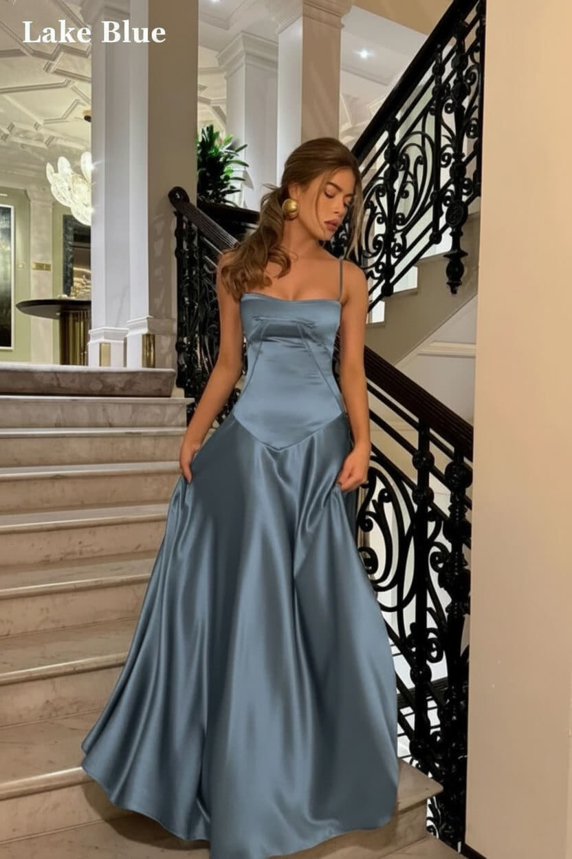 Suzhoufashion Brown Luxe Silk-Look Long Evening Dress With Fitted Bodice Formal Evening Gown