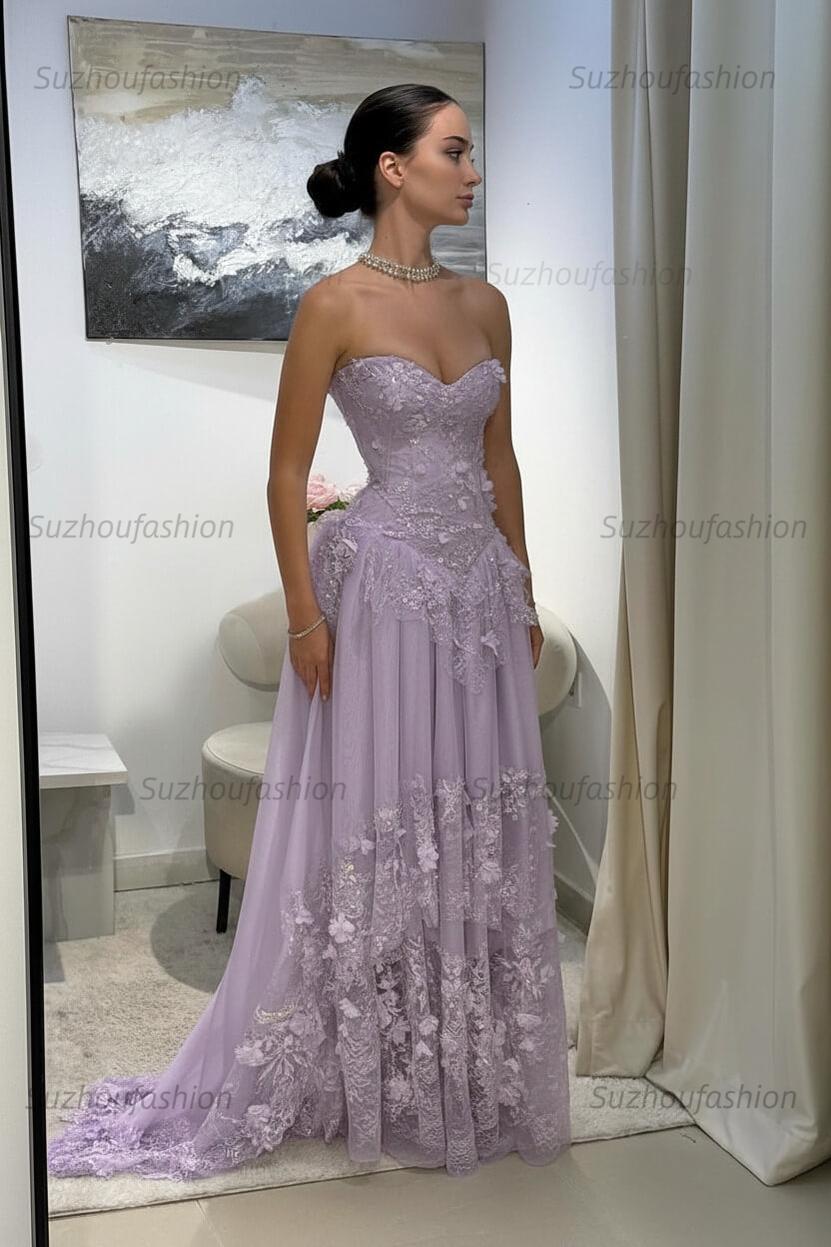 Strapless Sleeveless Long Evening Formal Dress With Pleated Appliques