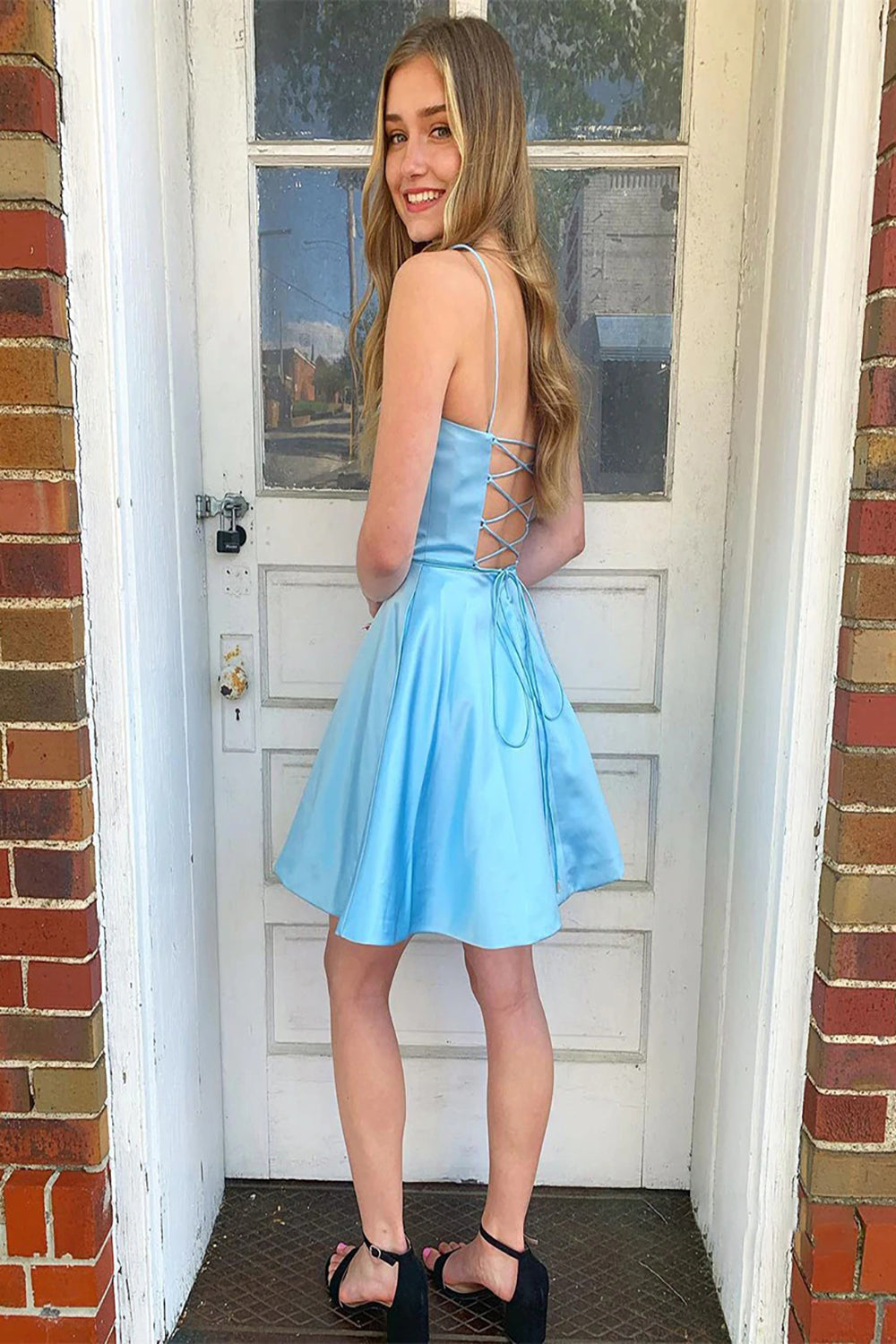 Light Blue Homecoming Dresses A Line Simple Prom Dress