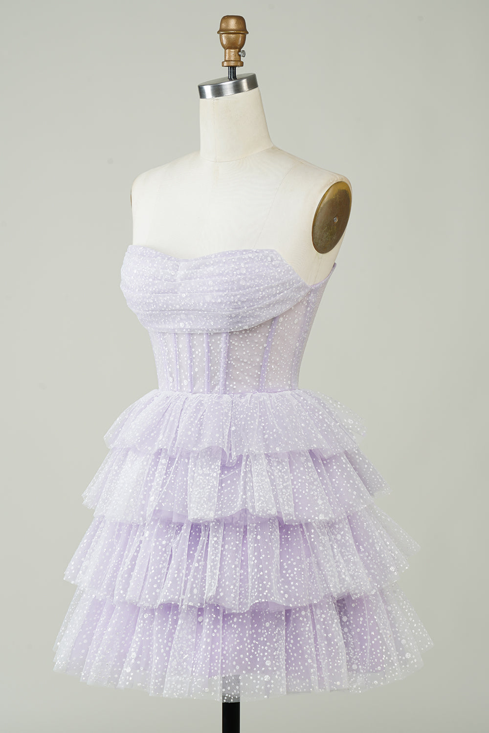 Light Blue Homecoming Dresses Corset Strapless A-Line Tiered Short Cocktail Dresses