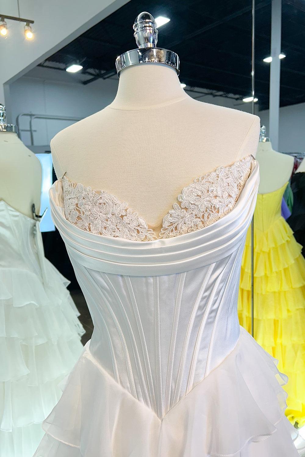 Light Blue Prom Dress A Line Sweetheart Ruffled Corset Long Formal Dress