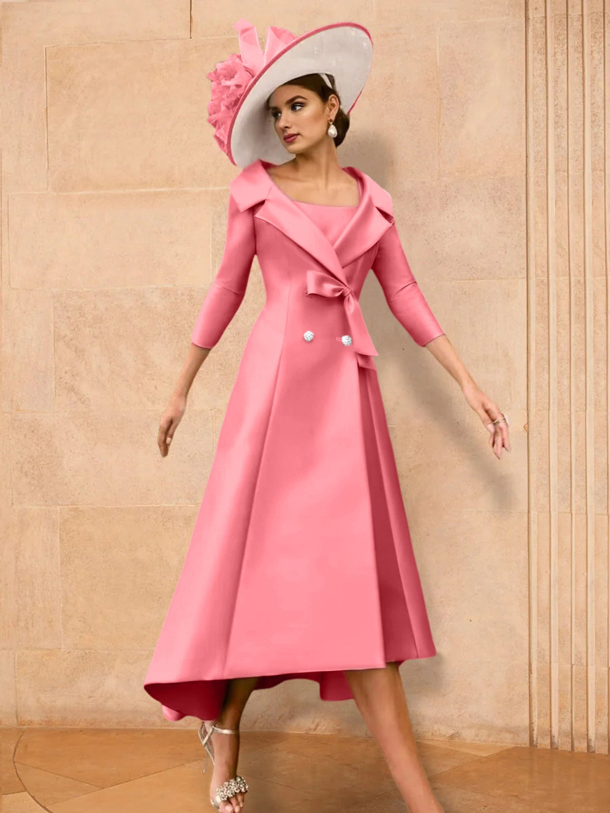 Long Sleeve A Line Gown for the Mother of the Bride with Bowknot