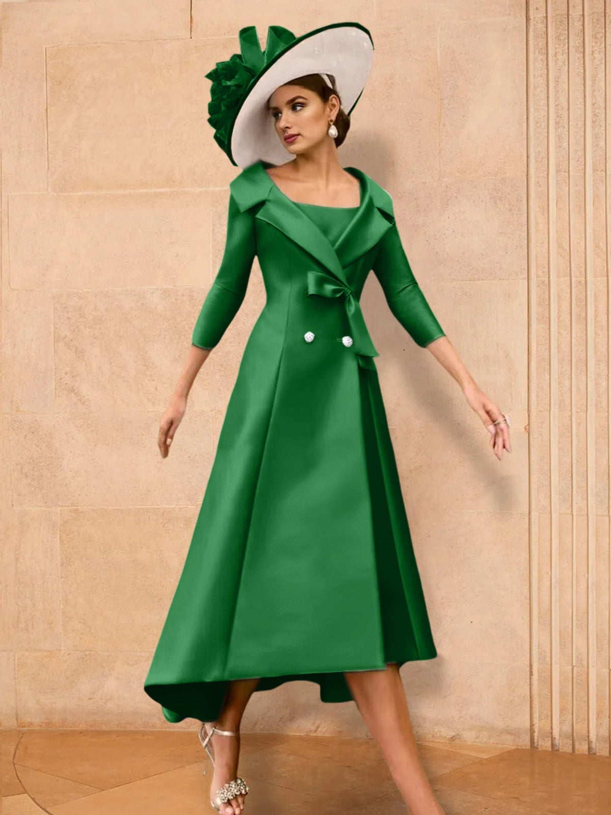 Long Sleeve A Line Gown for the Mother of the Bride with Bowknot