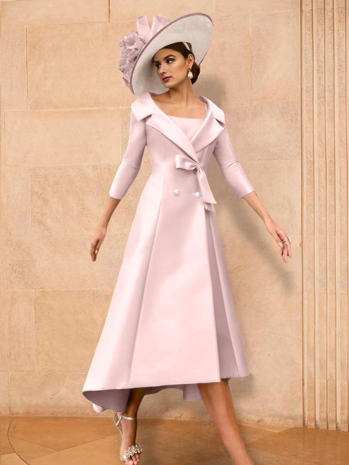 Long Sleeve A Line Gown for the Mother of the Bride with Bowknot