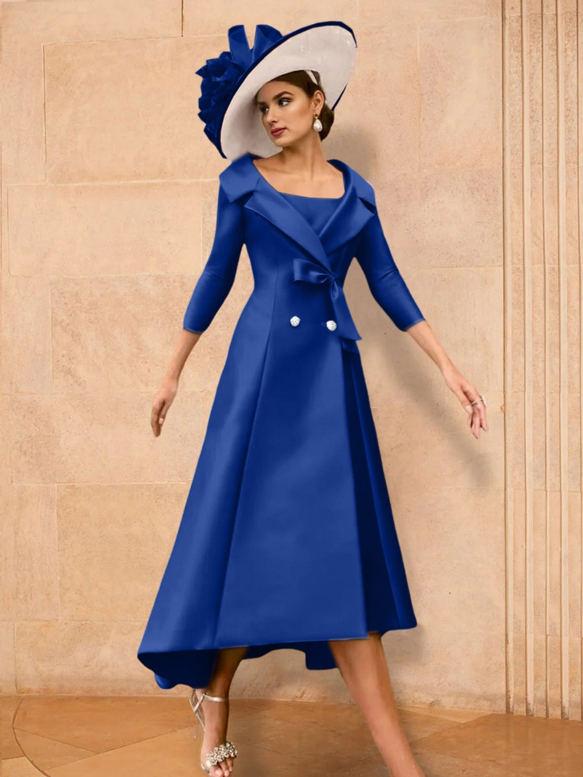 Long Sleeve A Line Gown for the Mother of the Bride with Bowknot