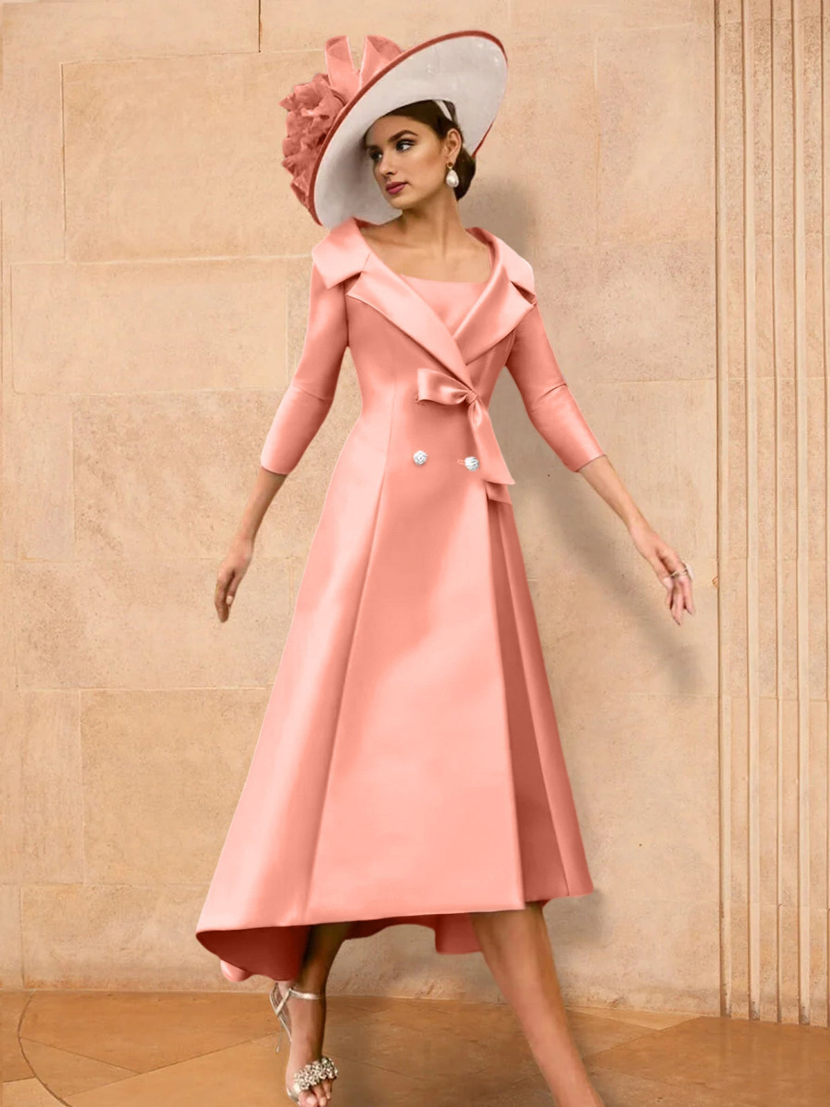 Long Sleeve A Line Gown for the Mother of the Bride with Bowknot