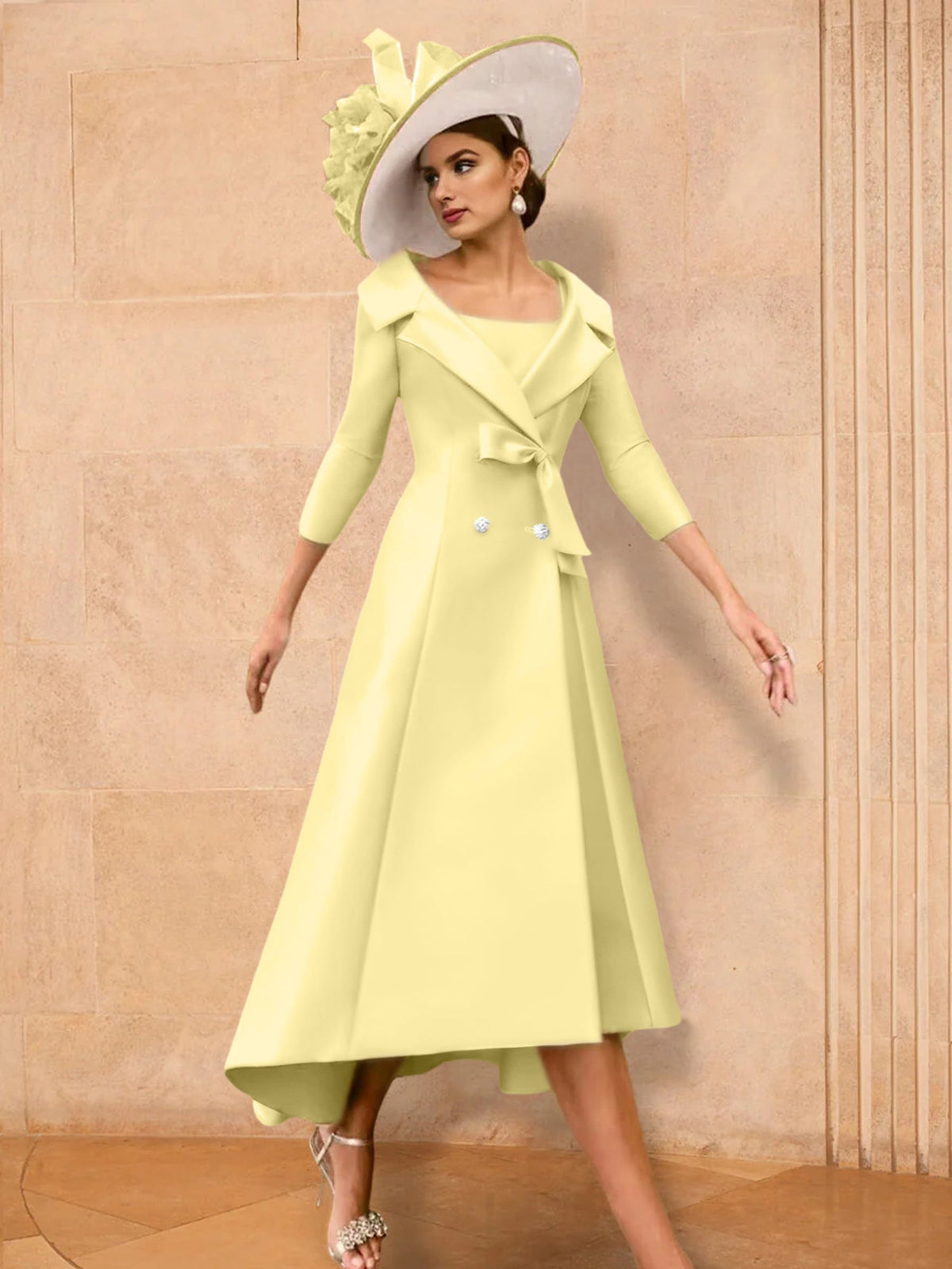 Long Sleeve A Line Gown for the Mother of the Bride with Bowknot