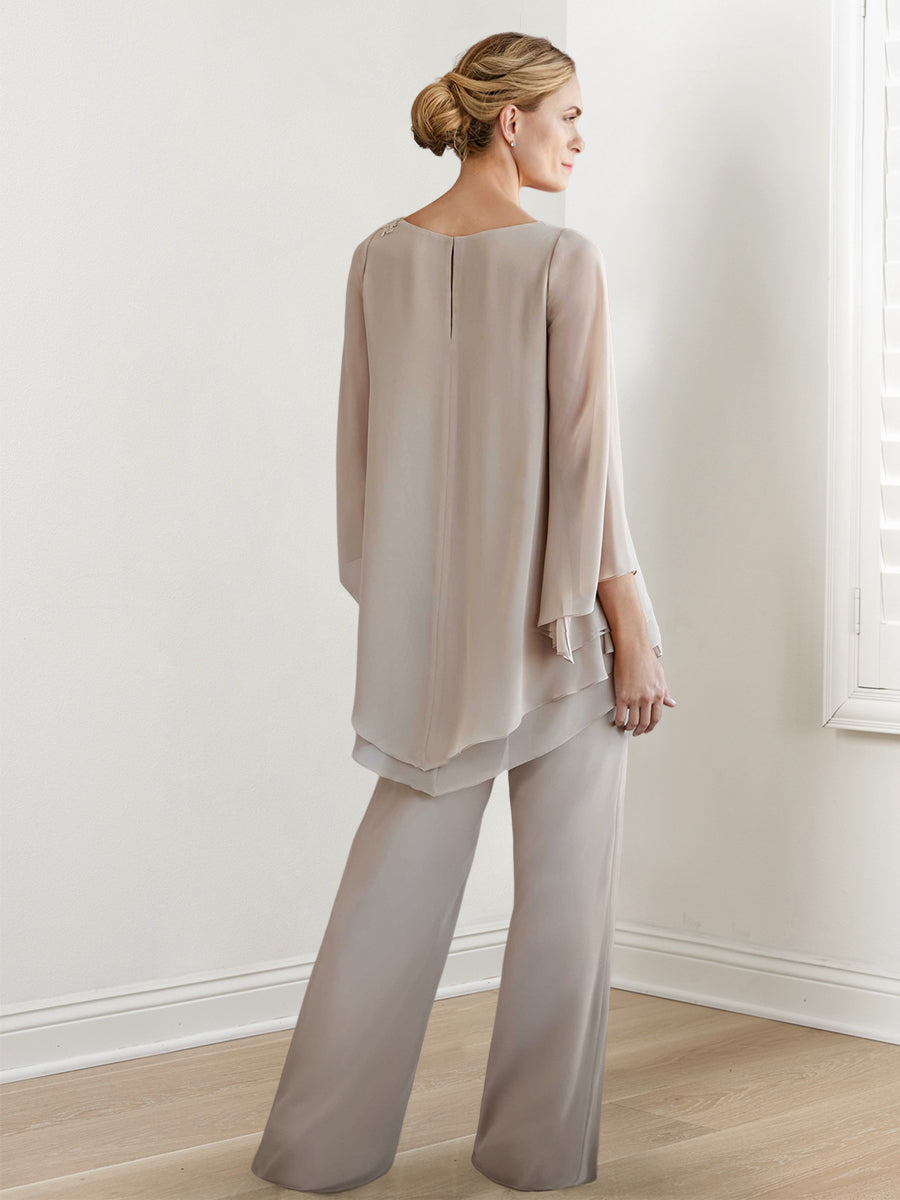 Long Sleeve Chiffon Pantsuit for the Mother of the Bride