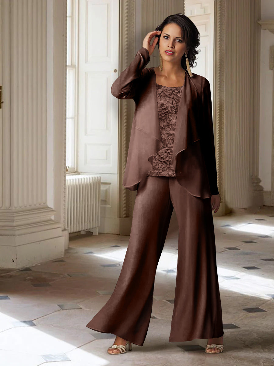 Long Sleeve Chiffon Pantsuit with Jacket for the Mother of the Bride