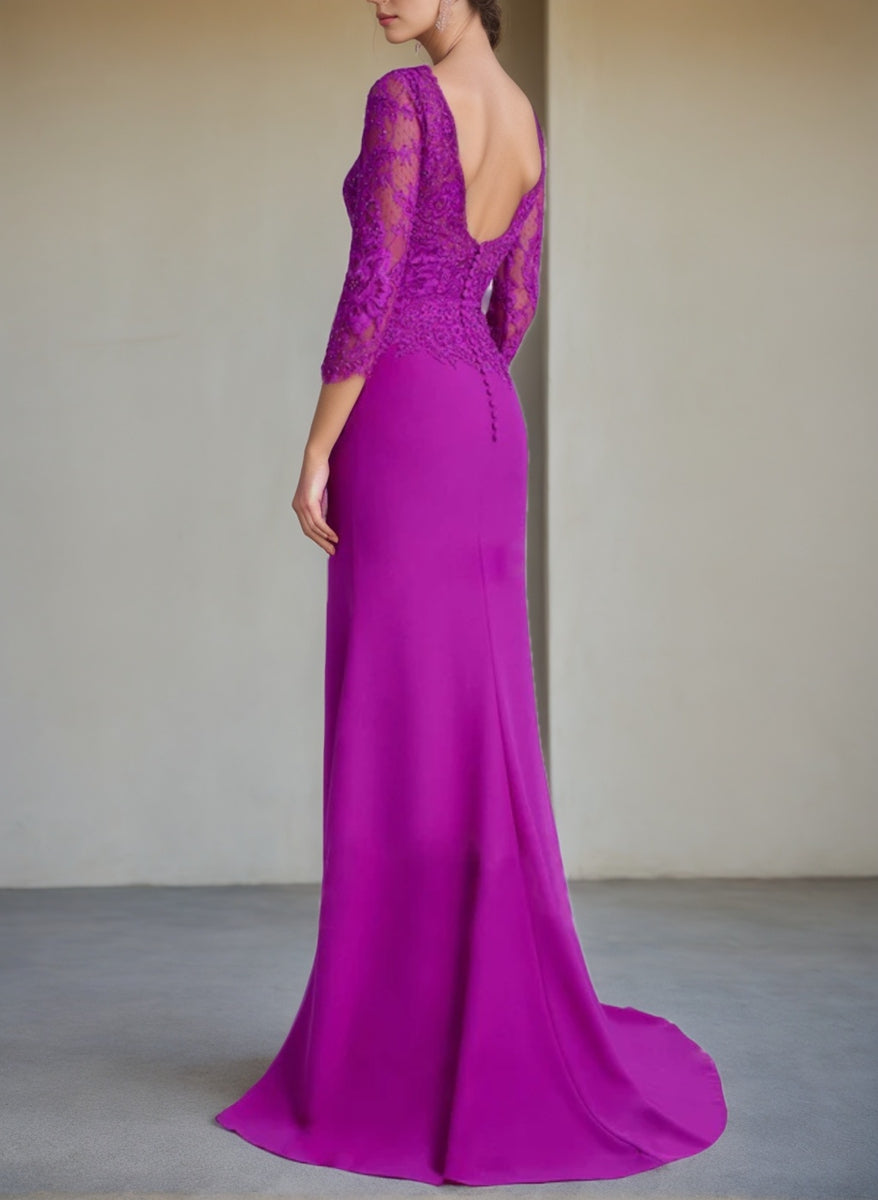 Long Sleeved Lace Mother of the Bride Dress in Trumpet Mermaid Silhouette