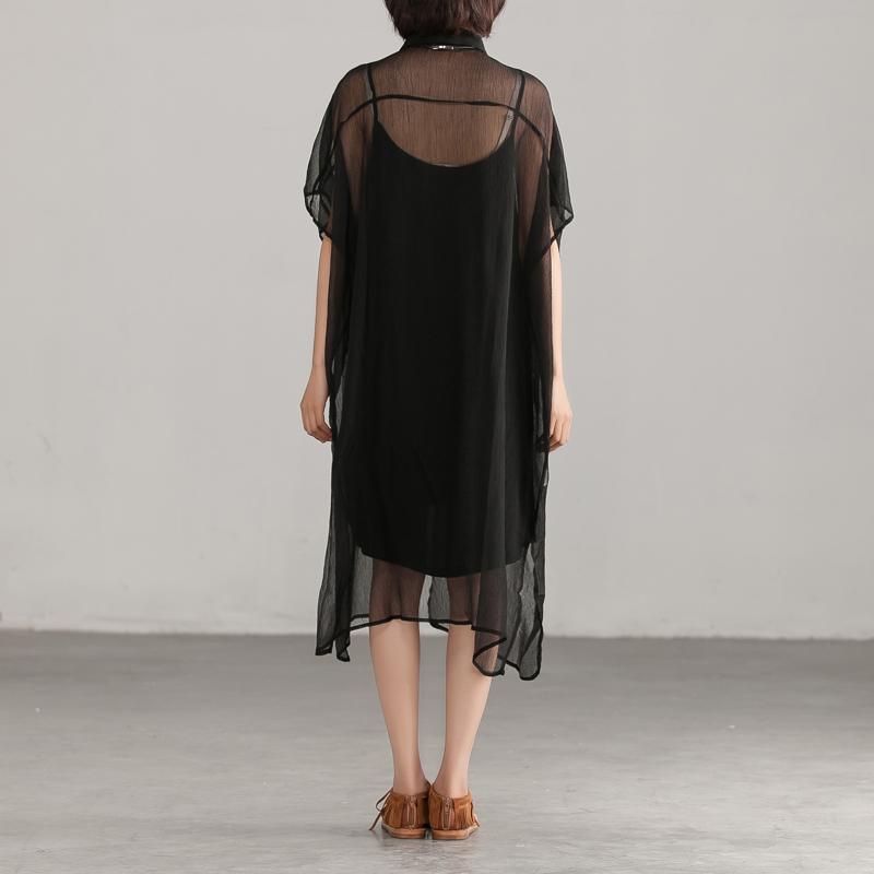 Loose Transparent Button Commuter Dress