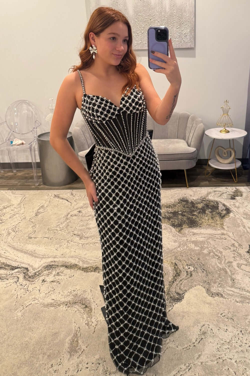 Suzhoufashion Mermaid Prom Dress Blue Corset Long Formal Dress With Pearls