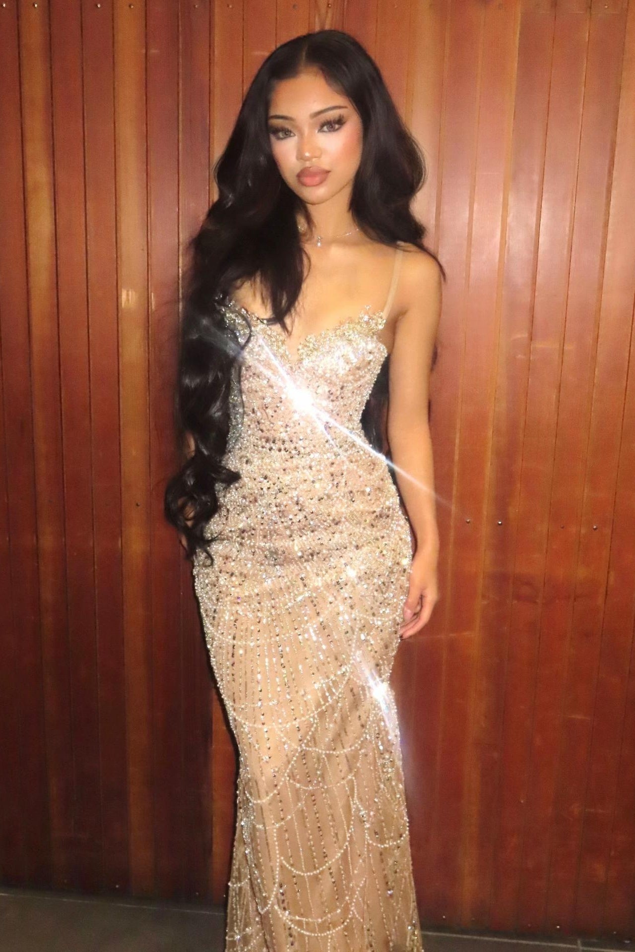 Luxurious Mermaid Spaghetti Straps Silver Sequins Long Prom Dress with Beading