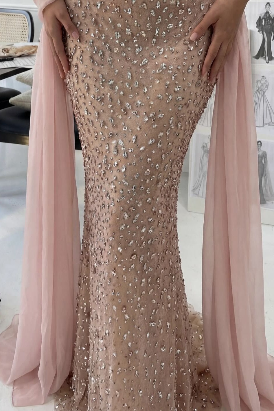 Luxurious Mermaid Strapless Light Champagne Long Prom Dress with Beading