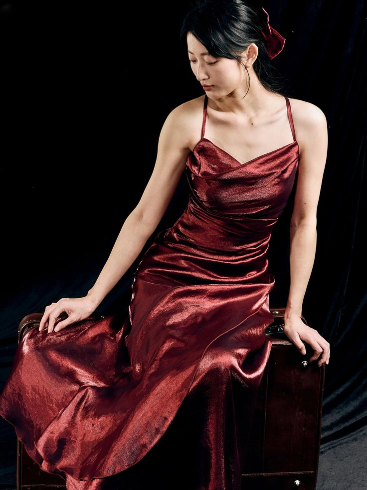 Sexy Red Satin Asymmetrical Flounce Hem Party Dress Evening Gown - View 4 | VelvetHem