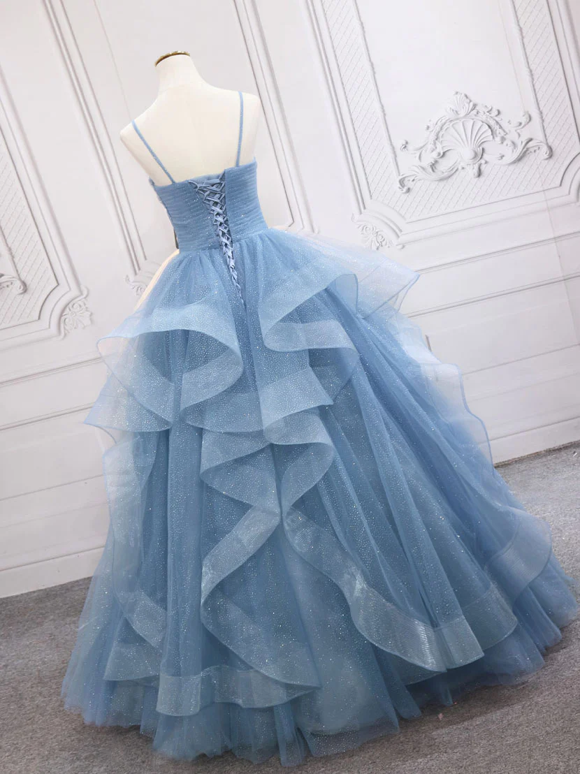 A-line tulle long prom dress dress,tulle sweet 16 dress - View 3 | VelvetHem