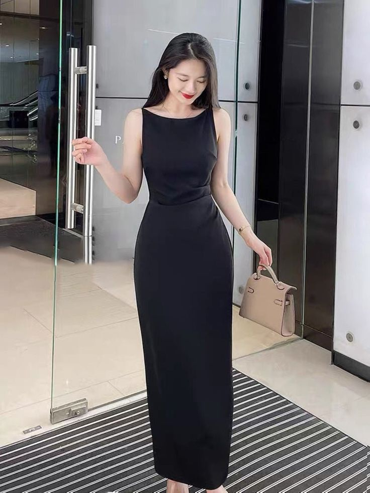 Black Boat Neck Satin Dress,Bodycon Long Prom Dress,Beautiful Satin Dress