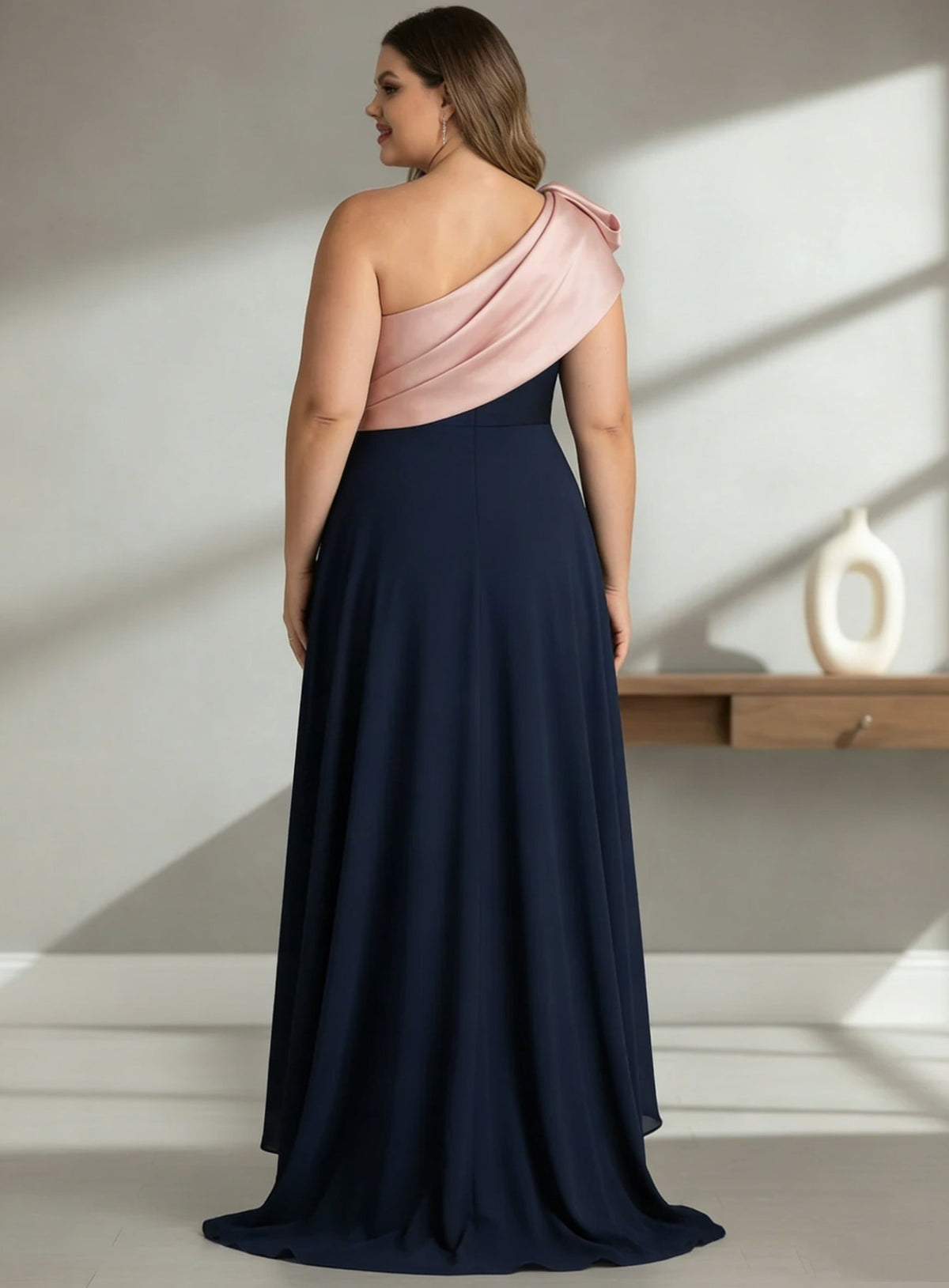 Sleeveless Asymmetrical Floor-Length One-Shoulder Plus Size Mother of the Bride Dresses