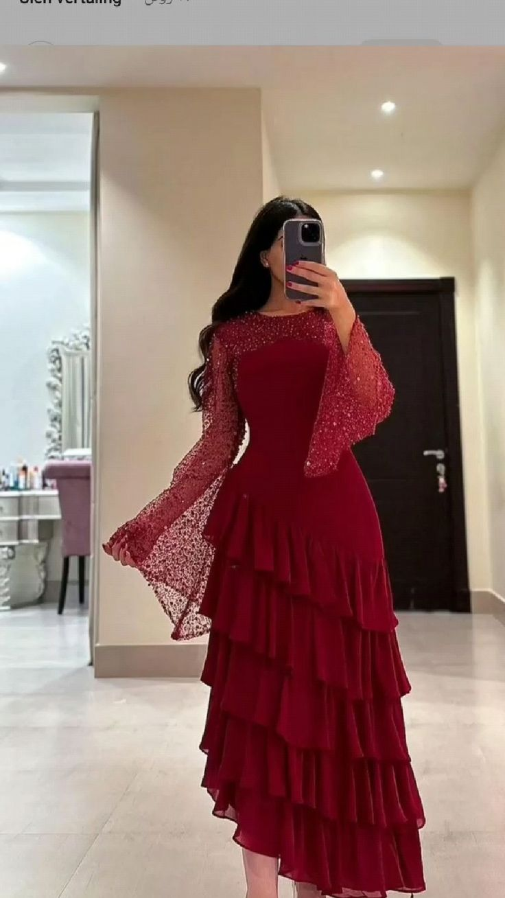 Beautiful Sequins Chiffon Prom Dress Layered Long Party Gown - VelvetHem