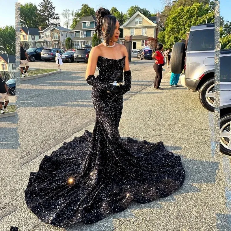 Sparkly Black Sequins Mermaid Prom Dress,Black Evening Dress - View 3 | VelvetHem