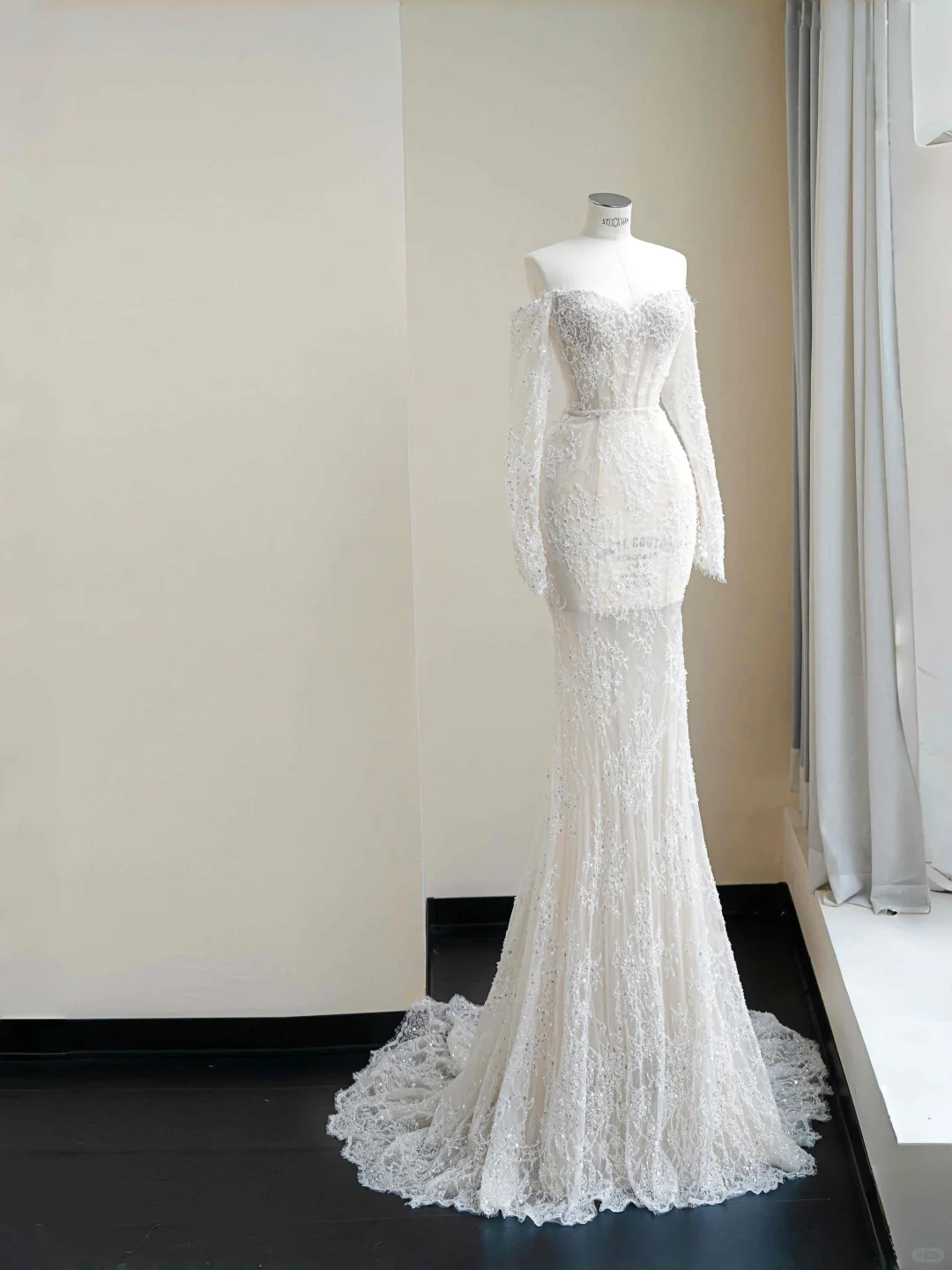 Romantic White Lace Appliques Tulle Sequin Mermaid Prom Dress Off Shoulder Evening Dress Y8663 - VelvetHem