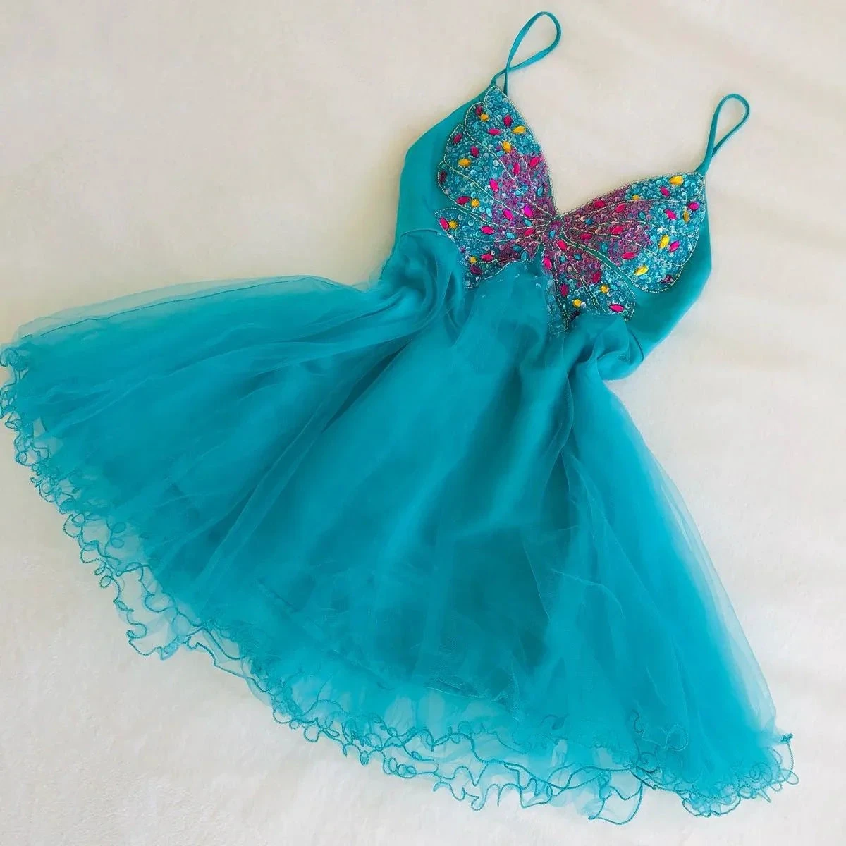 Dreamy A-line V Neck Tulle Homecoming Dress Y2666 by simplepromdress