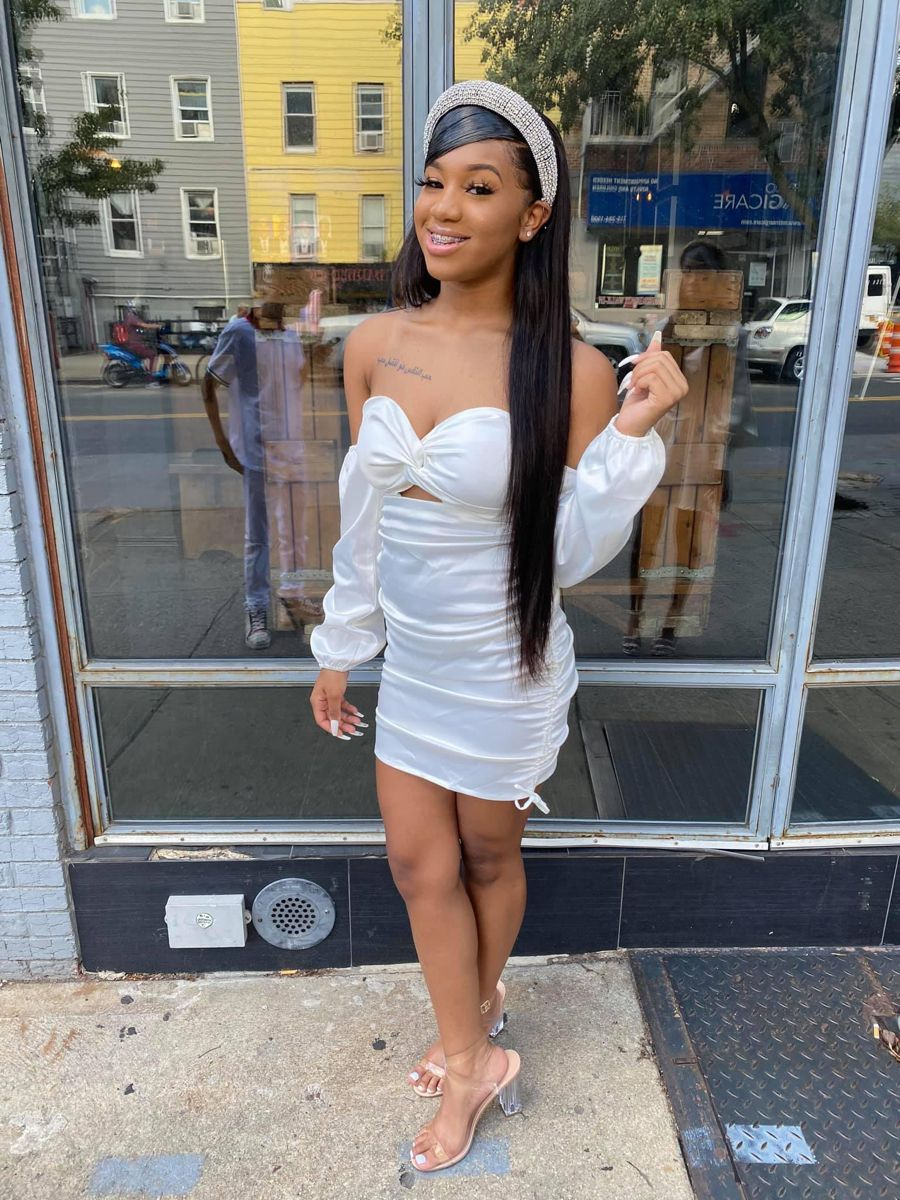 Sexy White Homecoming Dress with Long Sleeves,White Party Dress Y2157 - VelvetHem