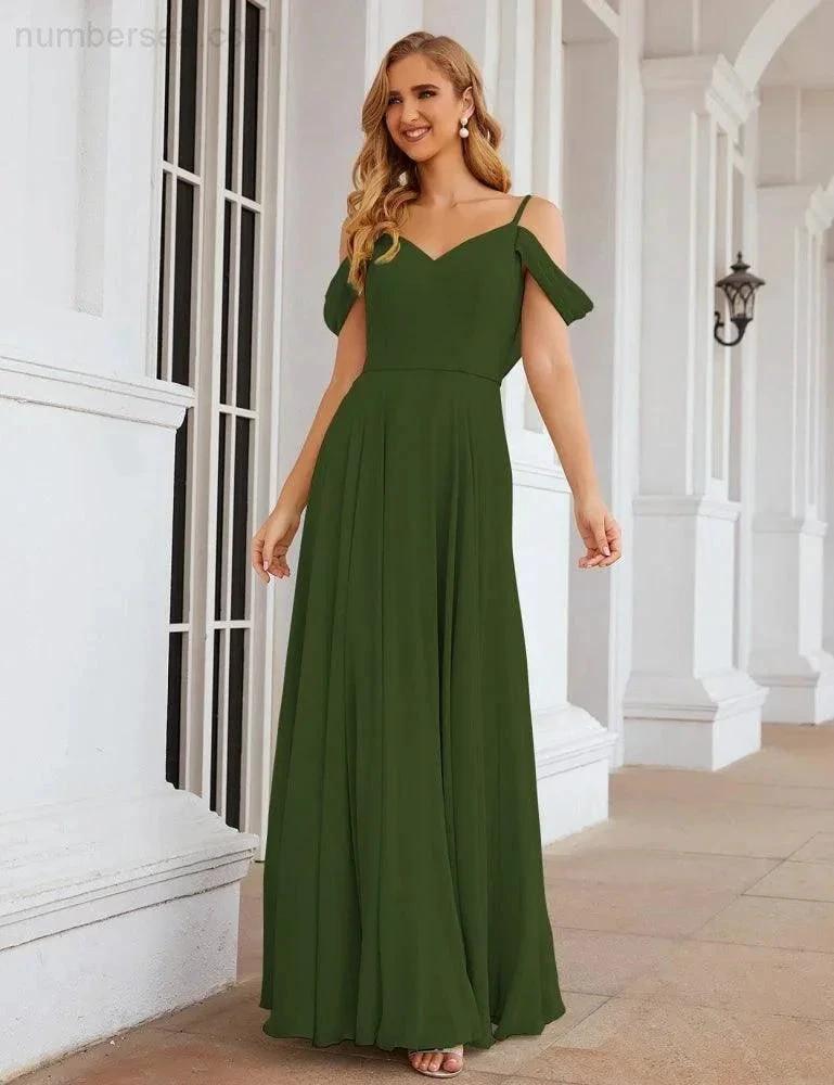 ZapDress Cold Shoulder Chiffon Bridesmaid Dresses Long Maxi Formal Prom Gowns for Women Party (ZD17042)