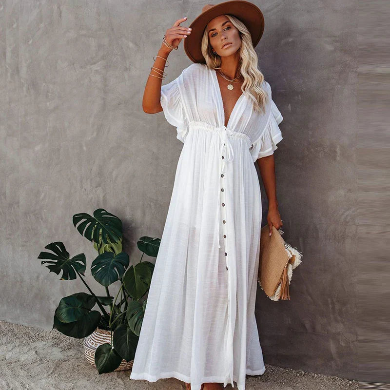 Elegant Vneck Maternity Boho Dress for Photoshoot