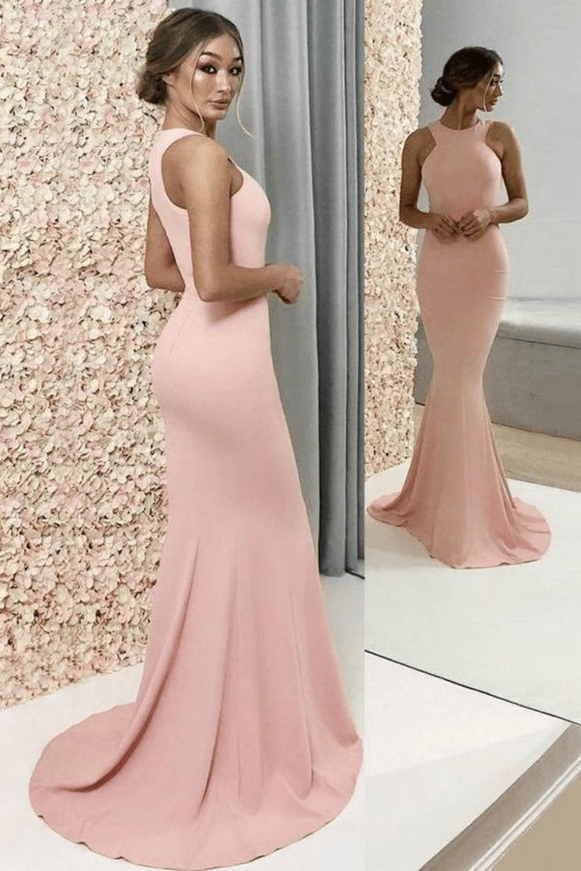 Mermaid Crew Glamorous Sleeveless Pink Prom Dresses