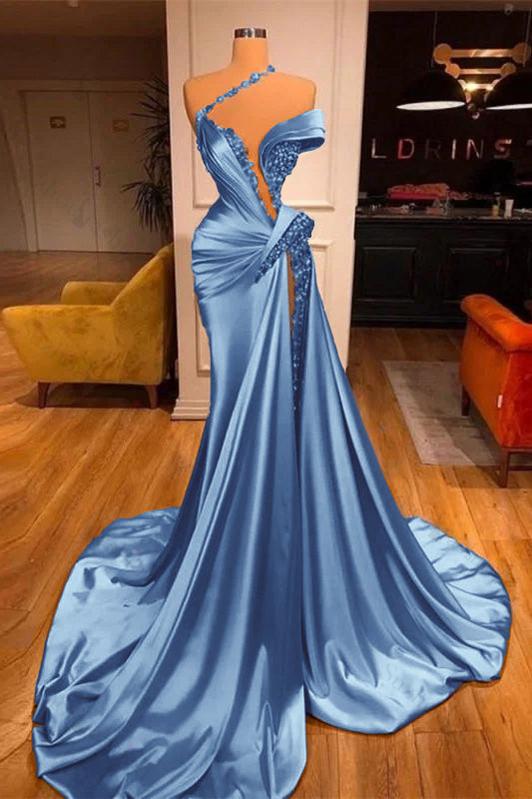 Mermaid Off the Shoulder Sleeveless Evening Formal Dress Long Beadings With Split