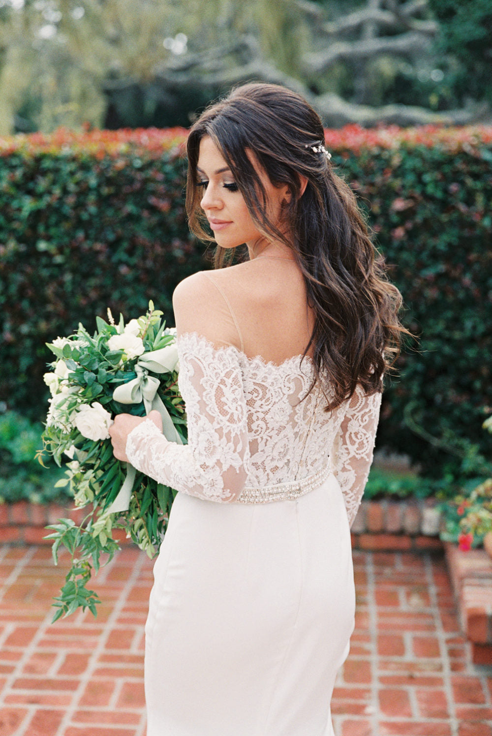 Mermaid Sheer Tulle Beach Wedding Dresses | Elegant Lace Long Sleeves Bridal Gowns