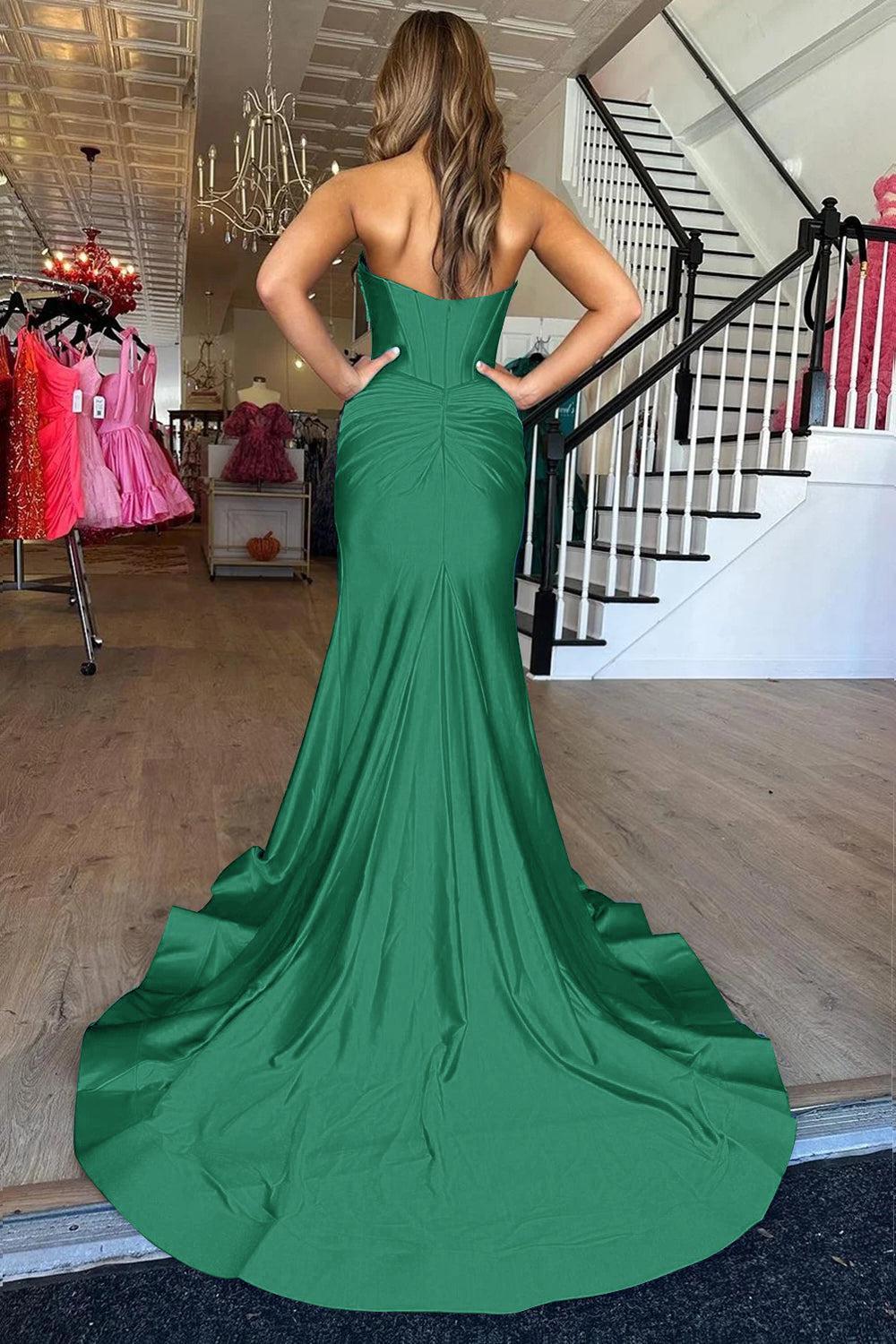 Mermaid Yellow Prom Dress Sweetheart Long Formal Dress With Slit