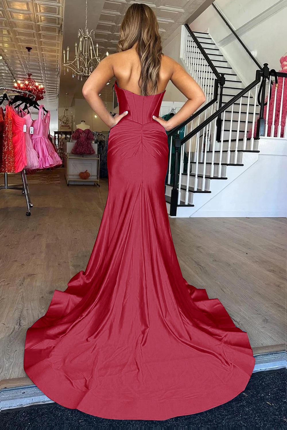 Mermaid Yellow Prom Dress Sweetheart Long Formal Dress With Slit