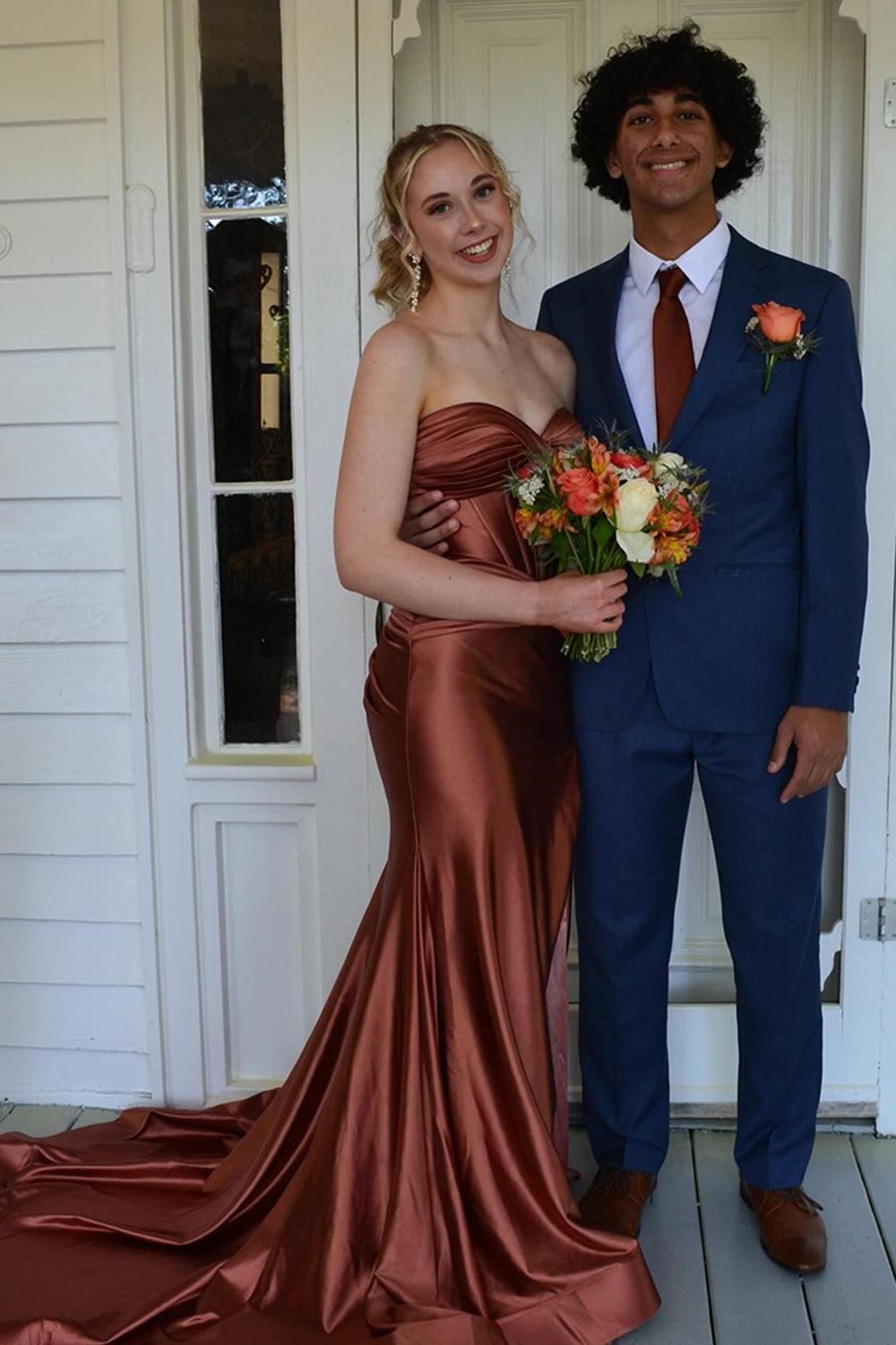 Mermaid Yellow Prom Dress Sweetheart Long Formal Dress With Slit