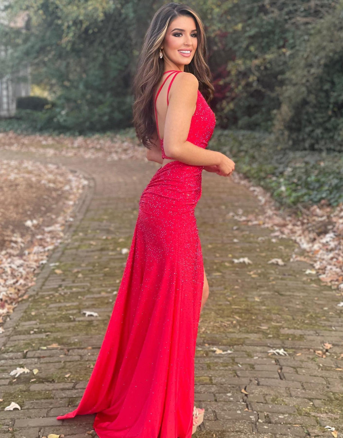 Mermaid One Shoulder Glitter Prom Dress With Split - View 8 | VelvetHem