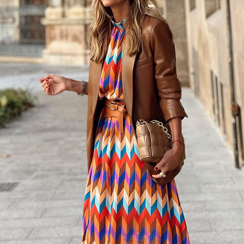 Inés Statement Formal Printed Midi Dress Chic Silhouette Collection