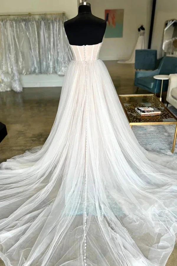 Minimalist Tulle Bridal Dresses Sweetheart Neck Wedding Dresses (ZD16125)
