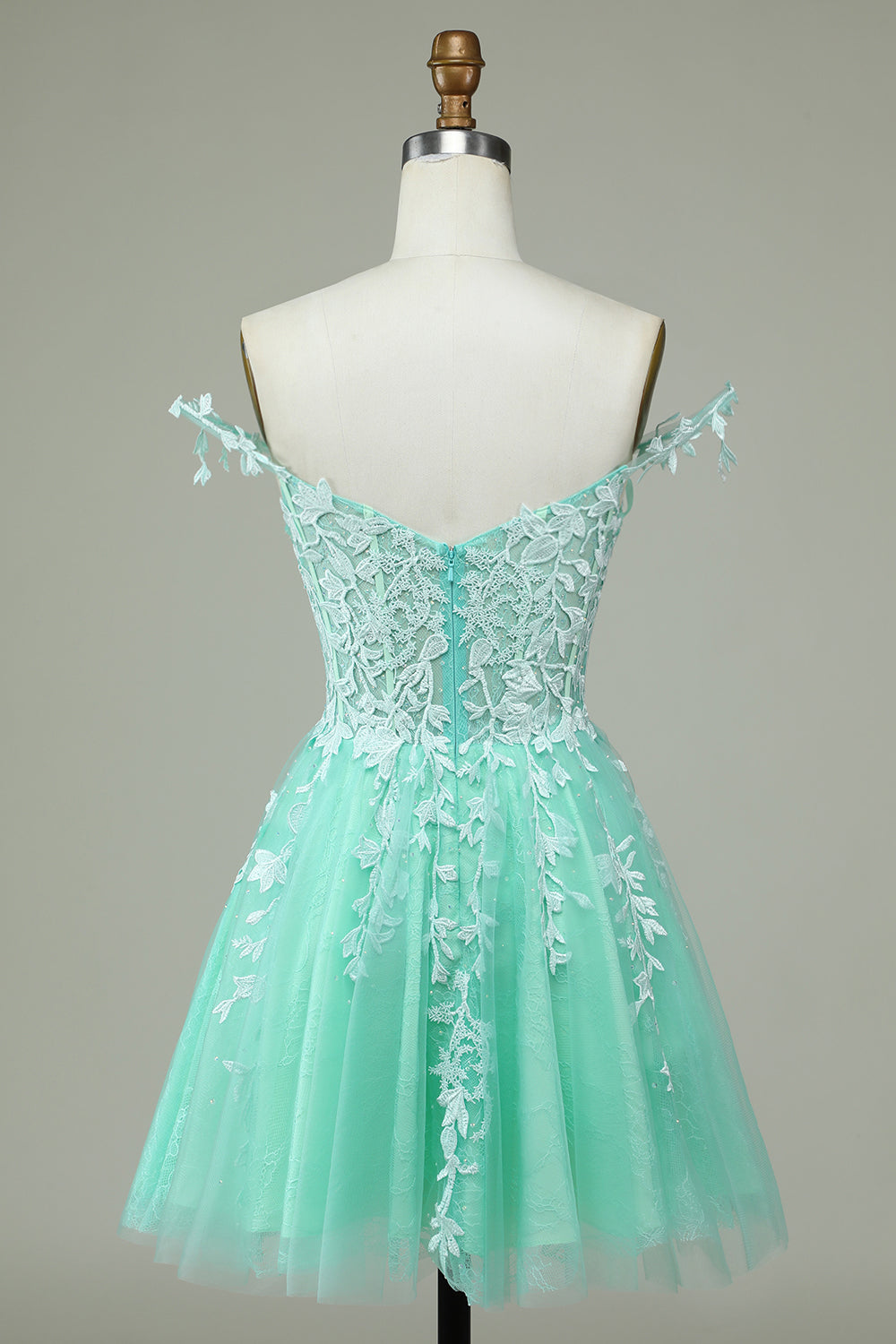Mint Homecoming Dresses Backless Short Cocktail Dresses with Appliques